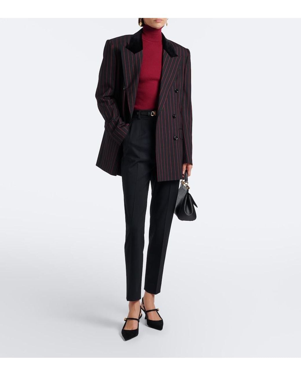 Dolce & Gabbana Blue Chalk Stripe Wool And Cotton-Blend Blazer