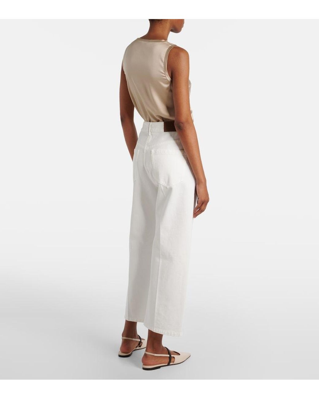 Brunello Cucinelli White Mid-Rise Wide-Leg Jeans