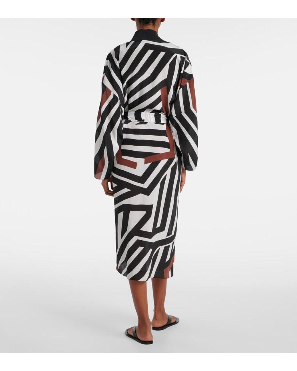 Max Mara Black Ovatte Striped Beach Cover-Up
