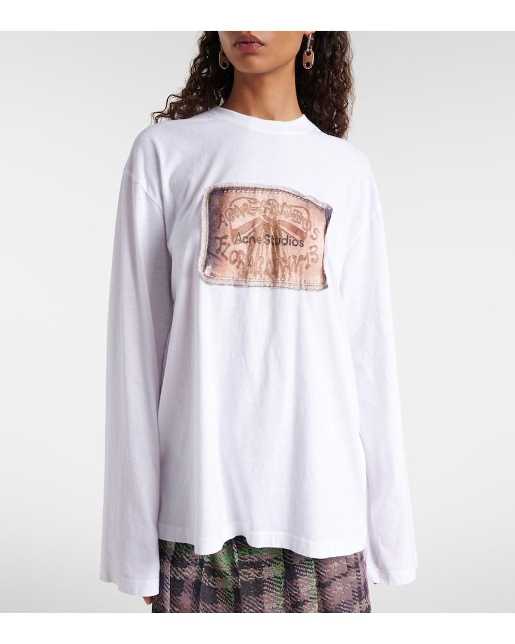 Acne White Printed Cotton Jersey Top