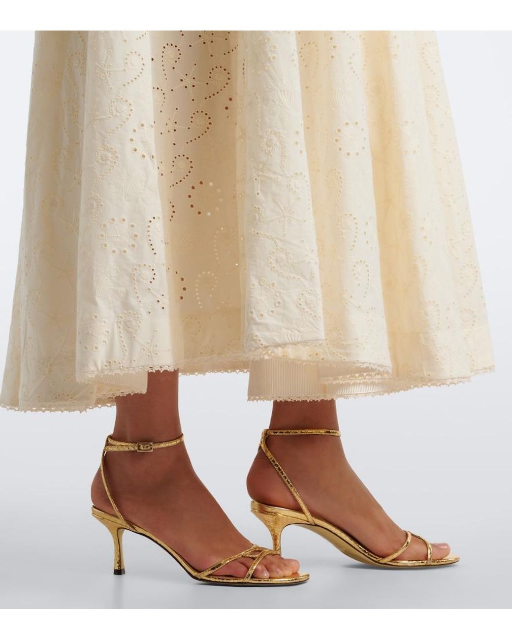 Agua Bendita White Delta Broderie Anglaise Cotton Maxi Skirt