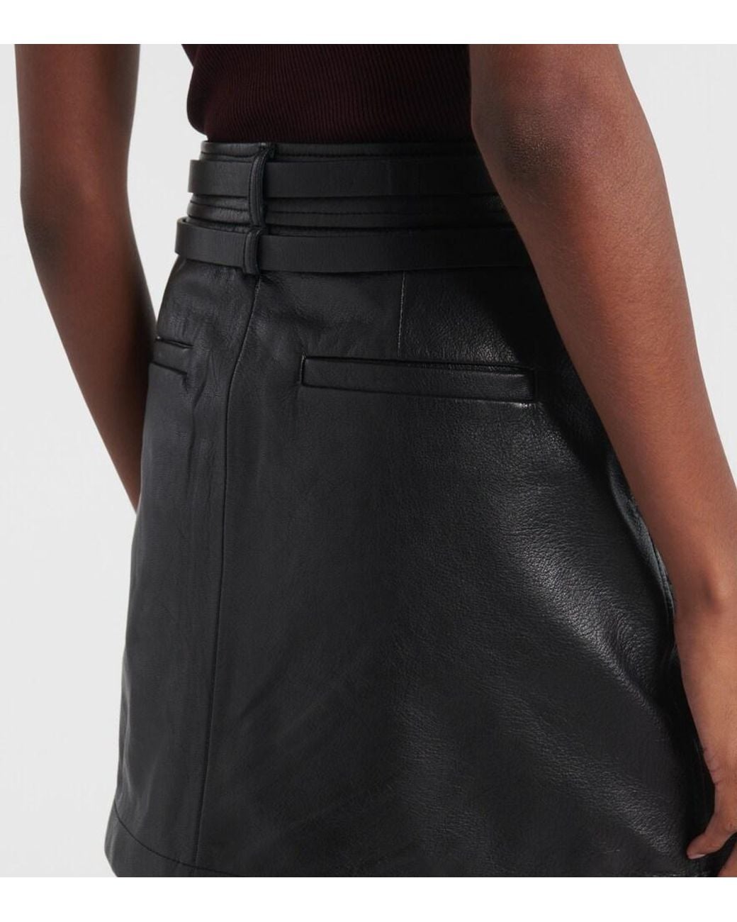 Sportmax Black Patto Leather Miniskirt