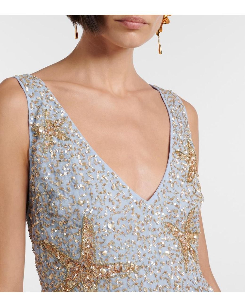 Rixo Blue Christabel Sequined Minidress