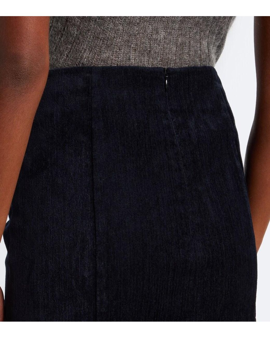 ShuShu/Tong Black Bow-Detail Ruffled Velvet Midi Skirt