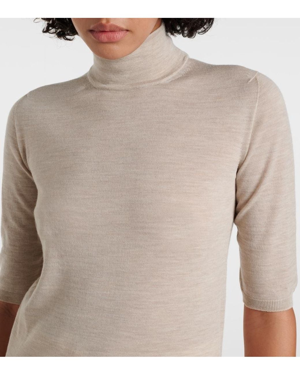 Max Mara Natural Cecina Virgin Wool Turtleneck Sweater