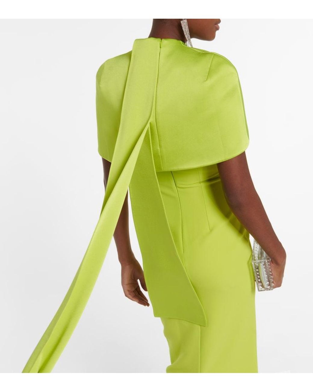 Safiyaa Green Kalika Crepe Gown