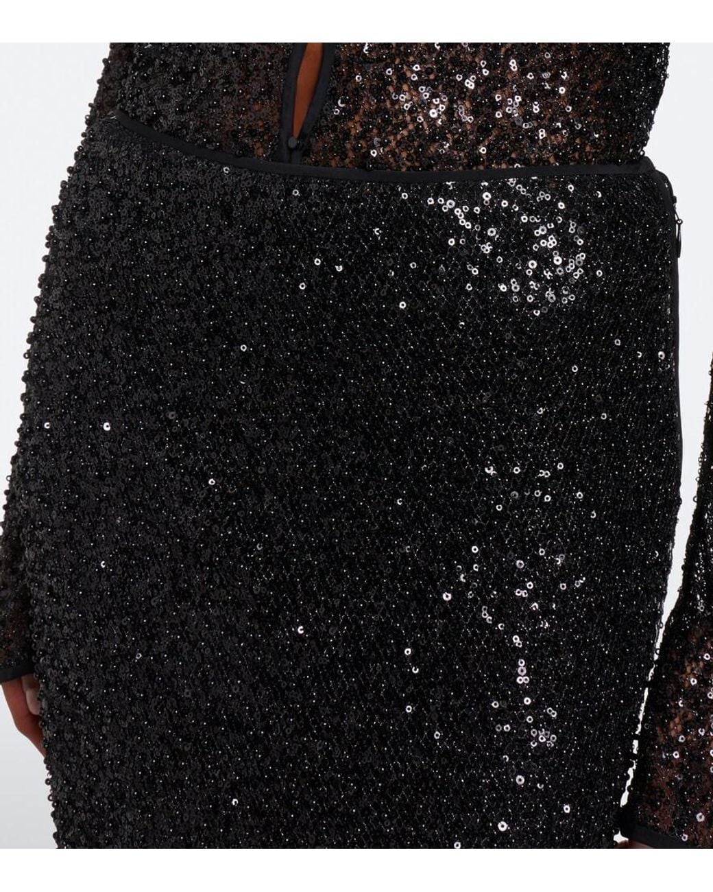 Sir Black Cassia Sequined Midi Skirt