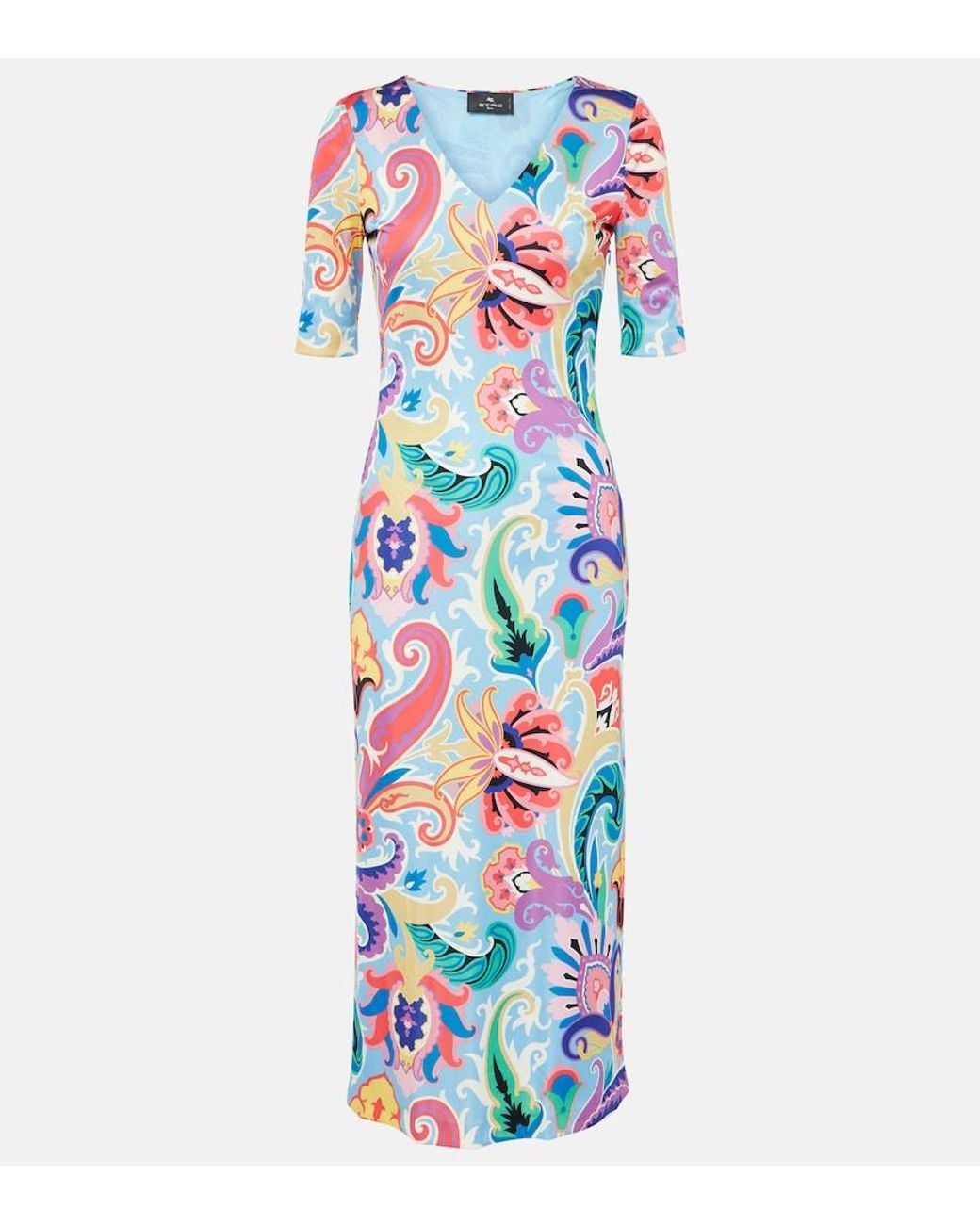 Etro White Paisley Midi Dress
