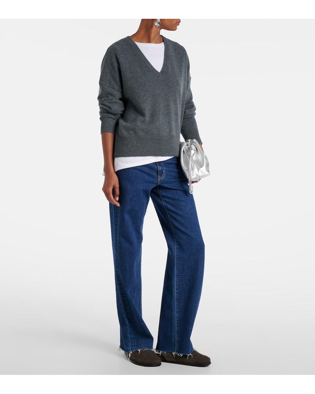 SLVRLAKE Denim Blue Grace High-Rise Wide-Leg Jeans