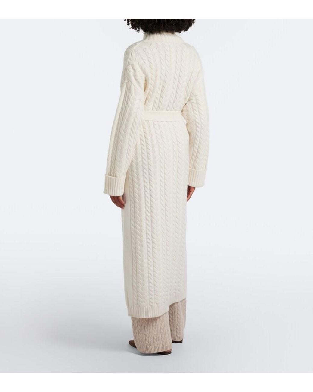 arch4 Natural Bond Street Cable-Knit Cashmere Long Cardigan