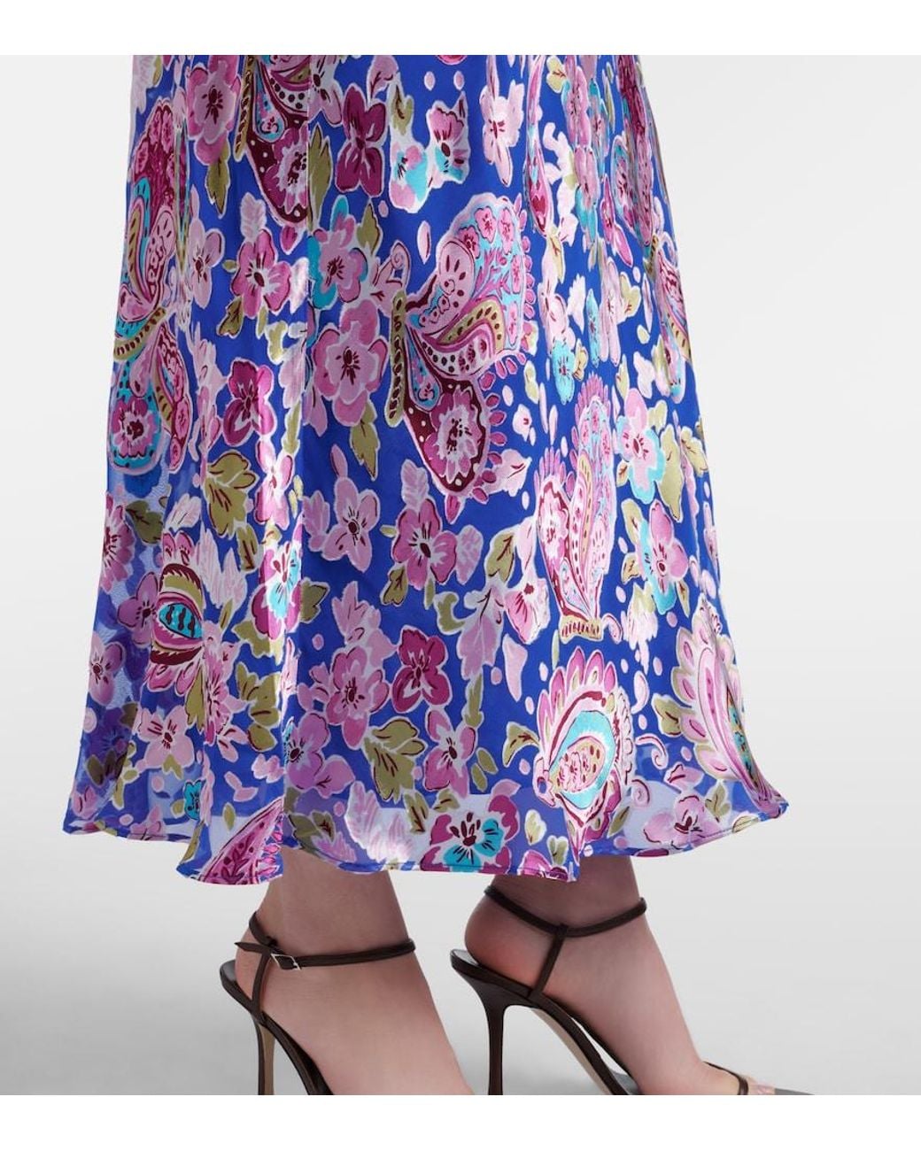 Rixo Blue Hayley Floral Maxi Dress