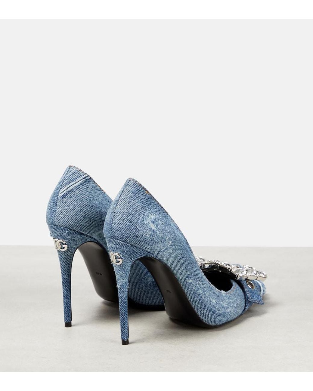 Dolce & Gabbana Blue Embellished Denim Pumps