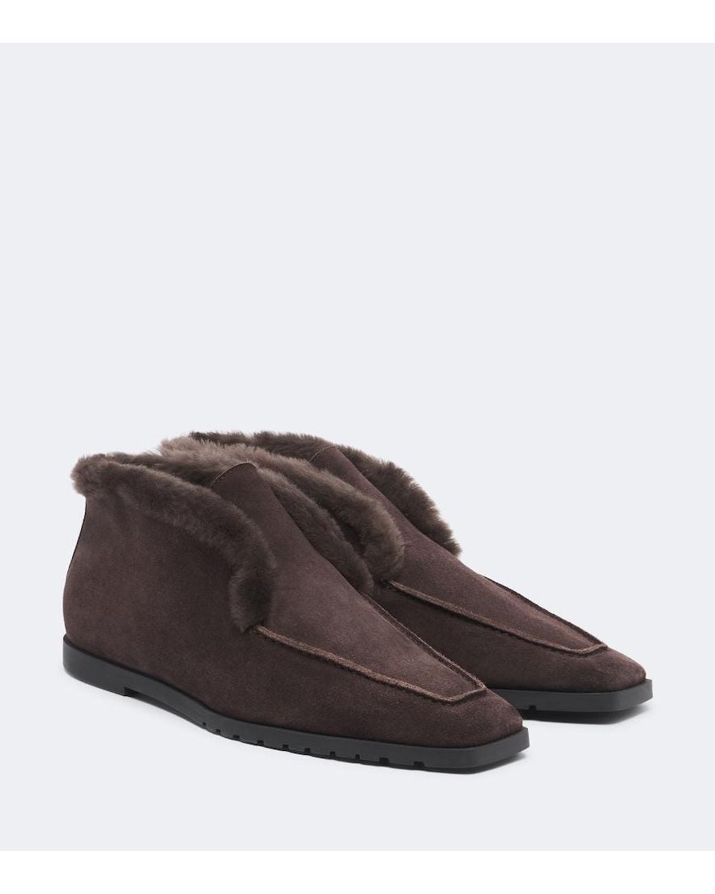 Totême Brown Shearling-Lined Suede Ankle Boots