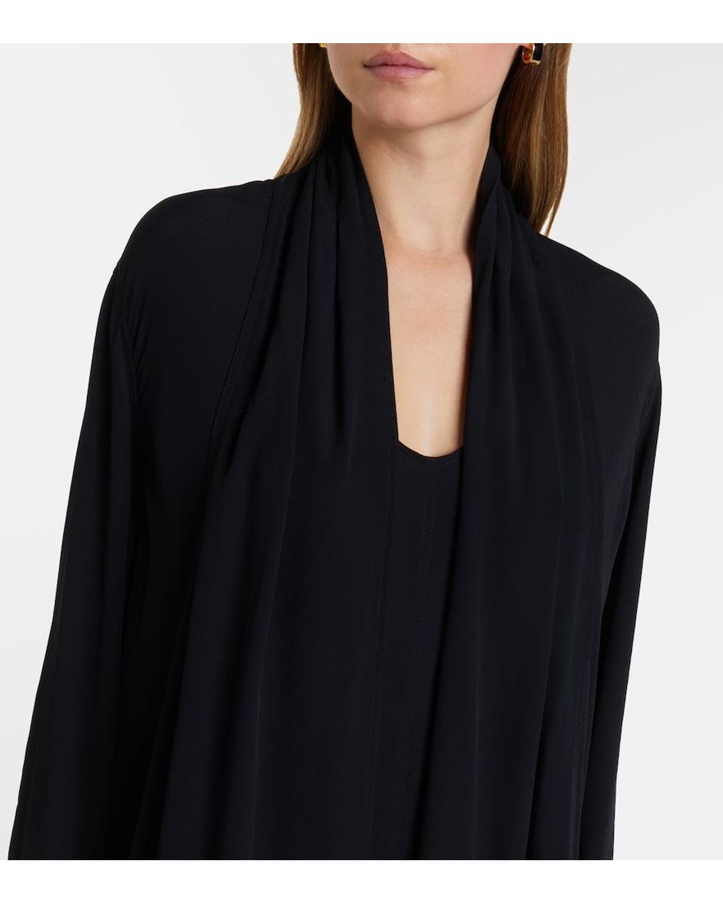 Totême Black Tie-Neck Maxi Dress
