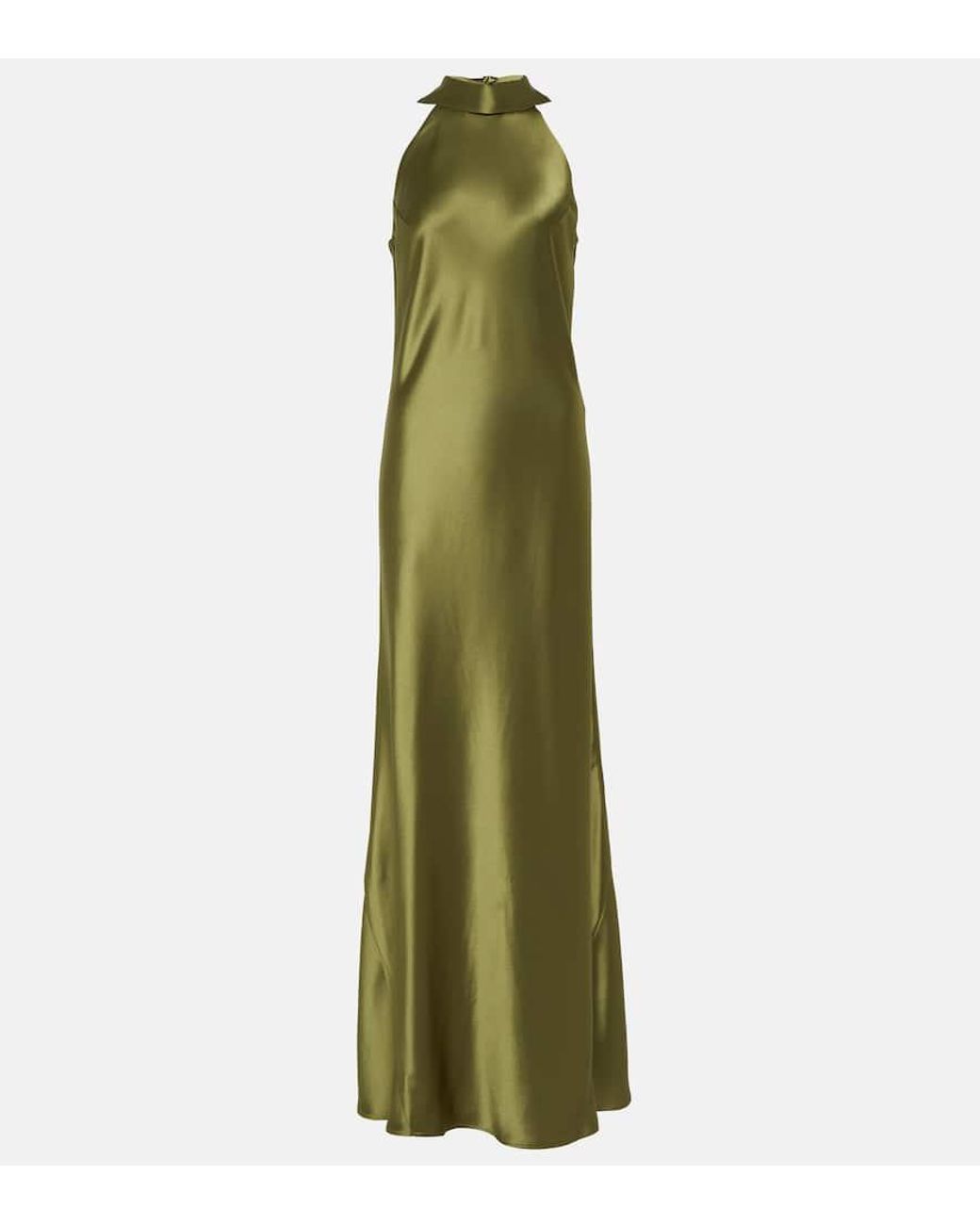 Galvan London Sienna Satin Gown in Green | Lyst
