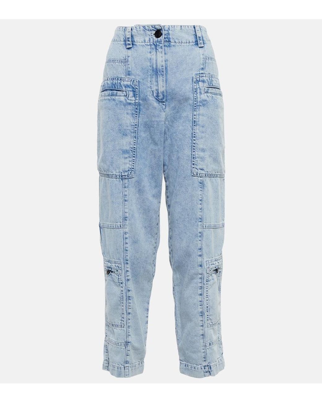 Proenza Schouler Blue Chambray High-rise Cargo Jeans