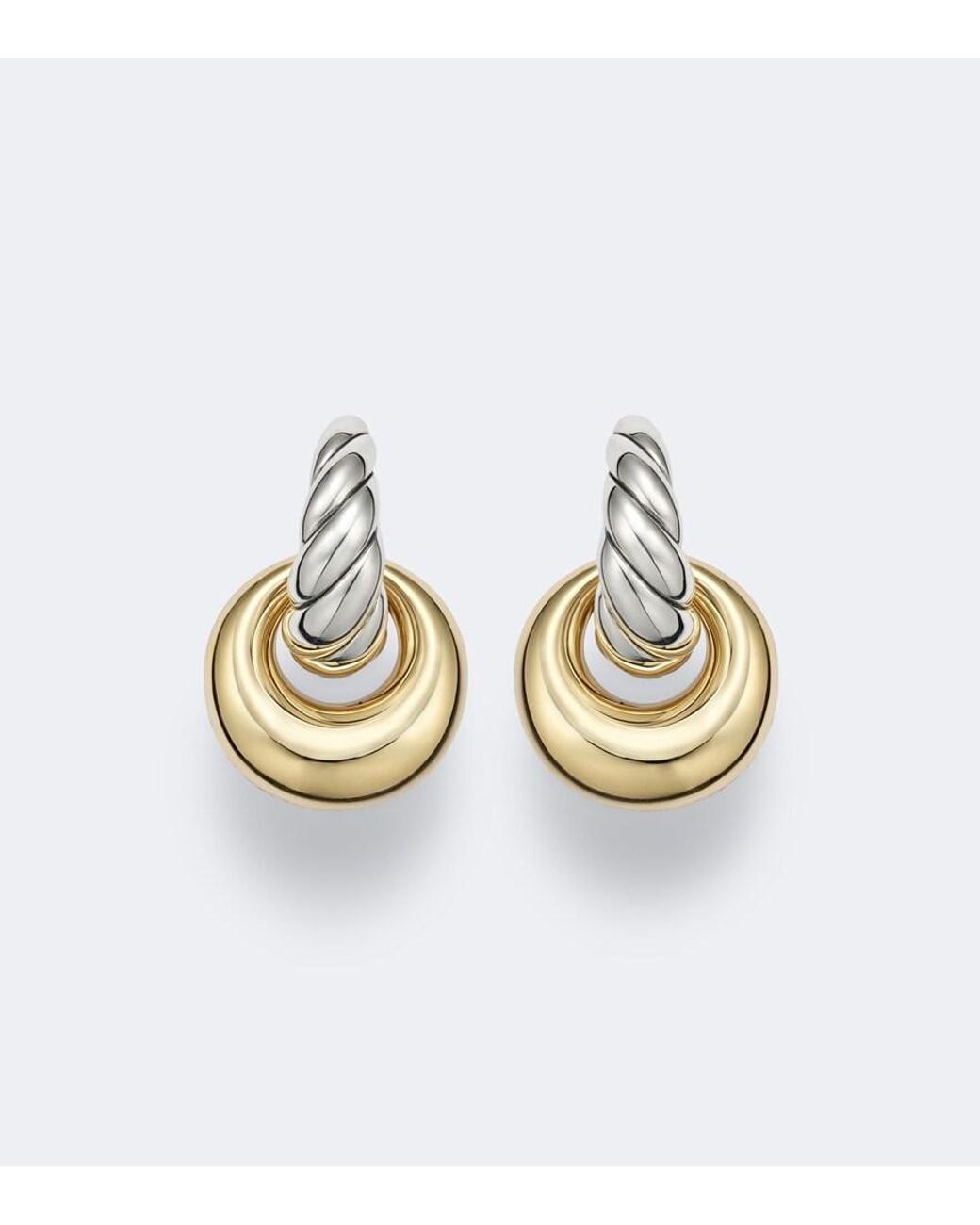 David Yurman Metallic Sculpted Cable Sterling And 14Kt Drop Earrings