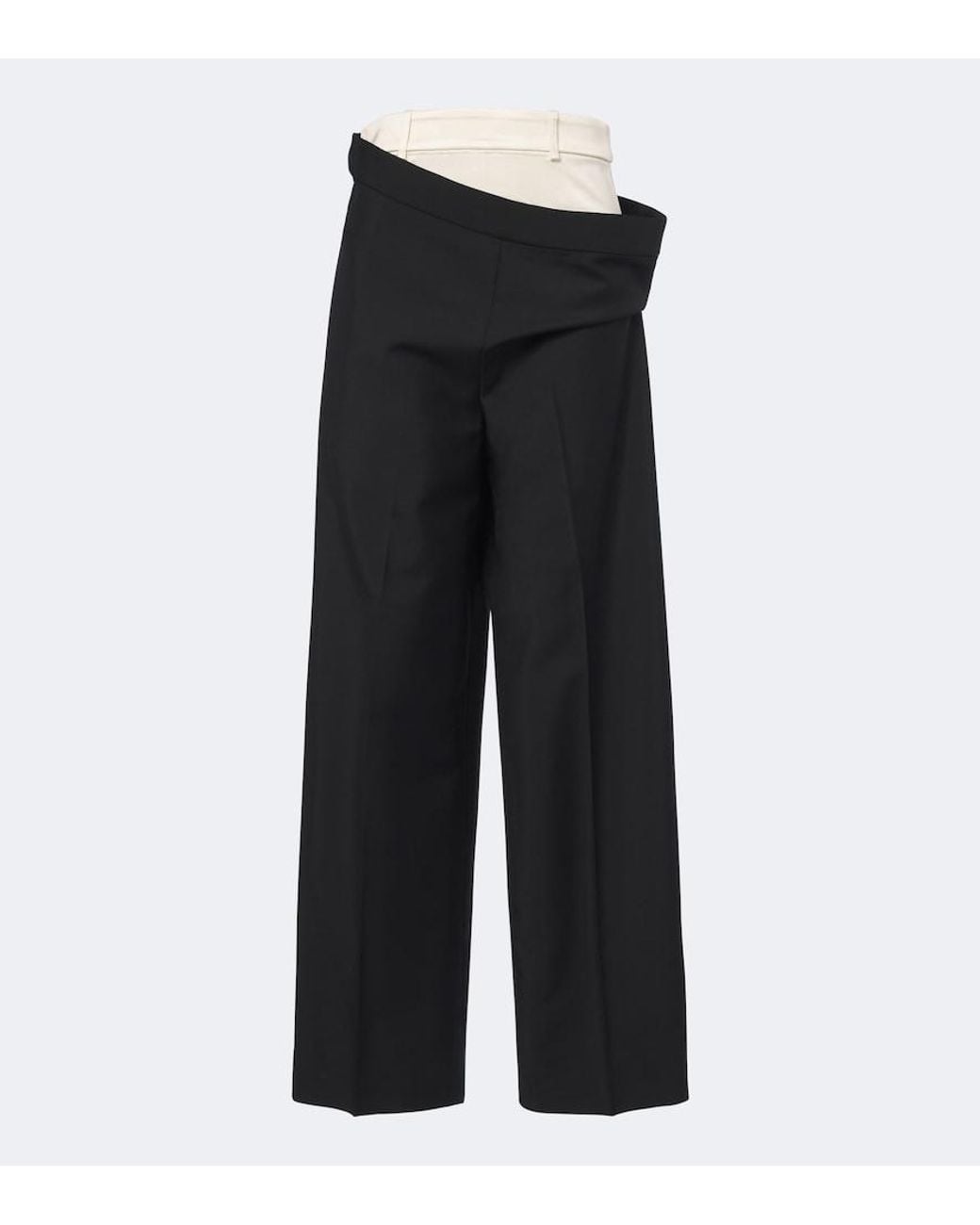 Rohe Black Wool And Mohair Paneled Wide-Leg Pants