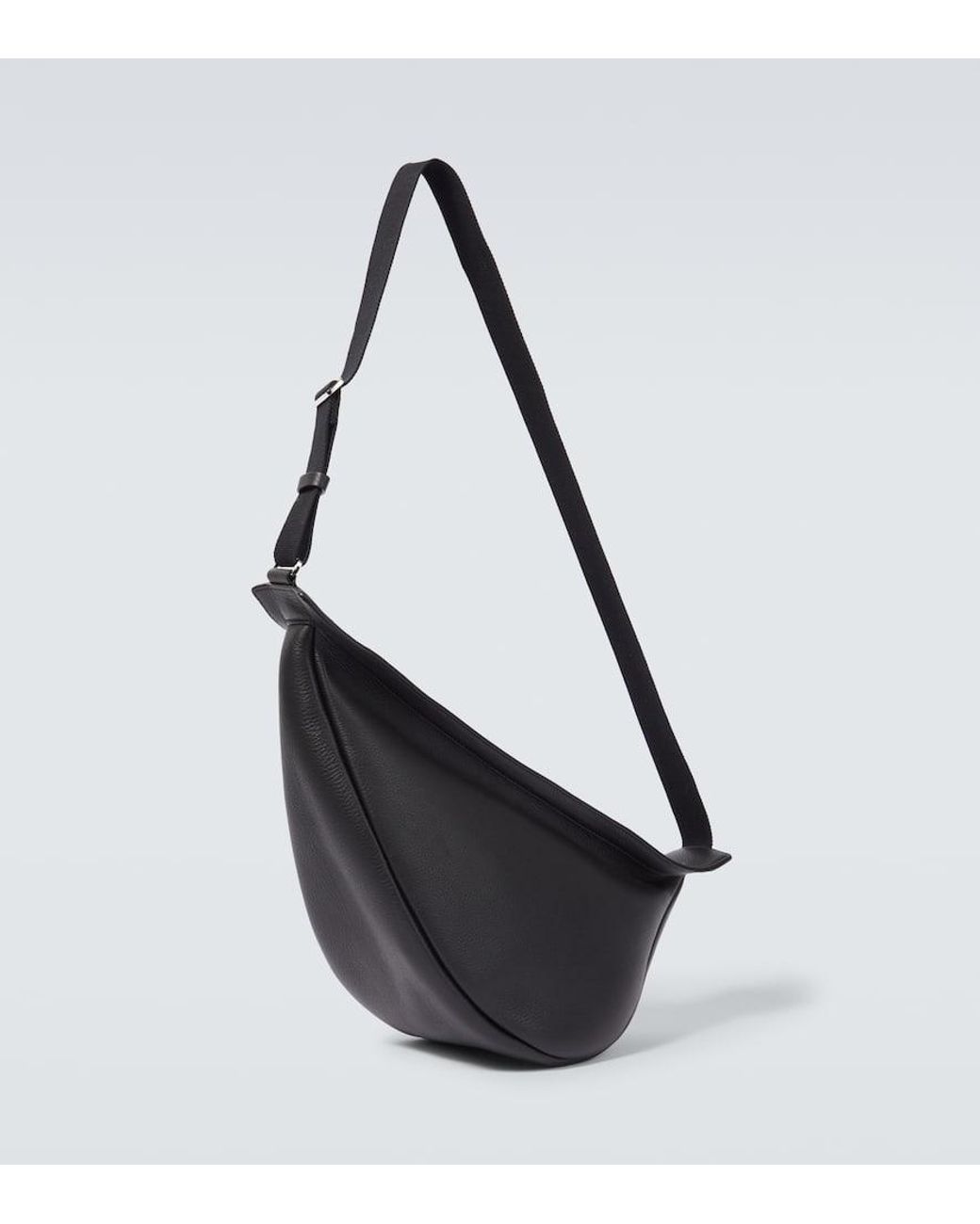 The Row Black Slouchy Banana Large Leather Crossbody Bag for men