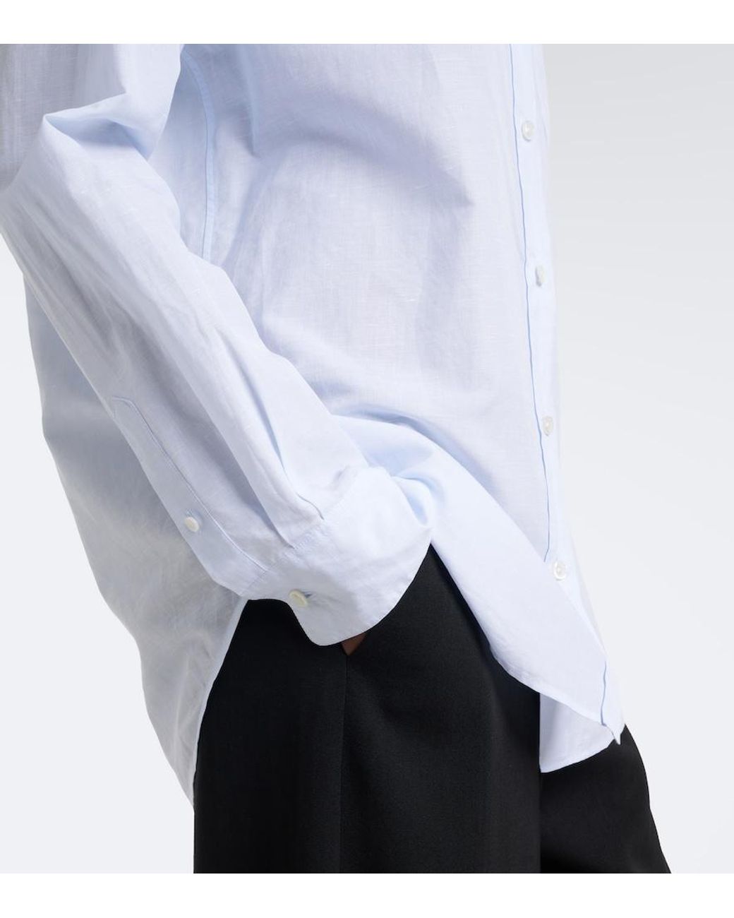 The Row White Gavina Cotton Chambray Shirt