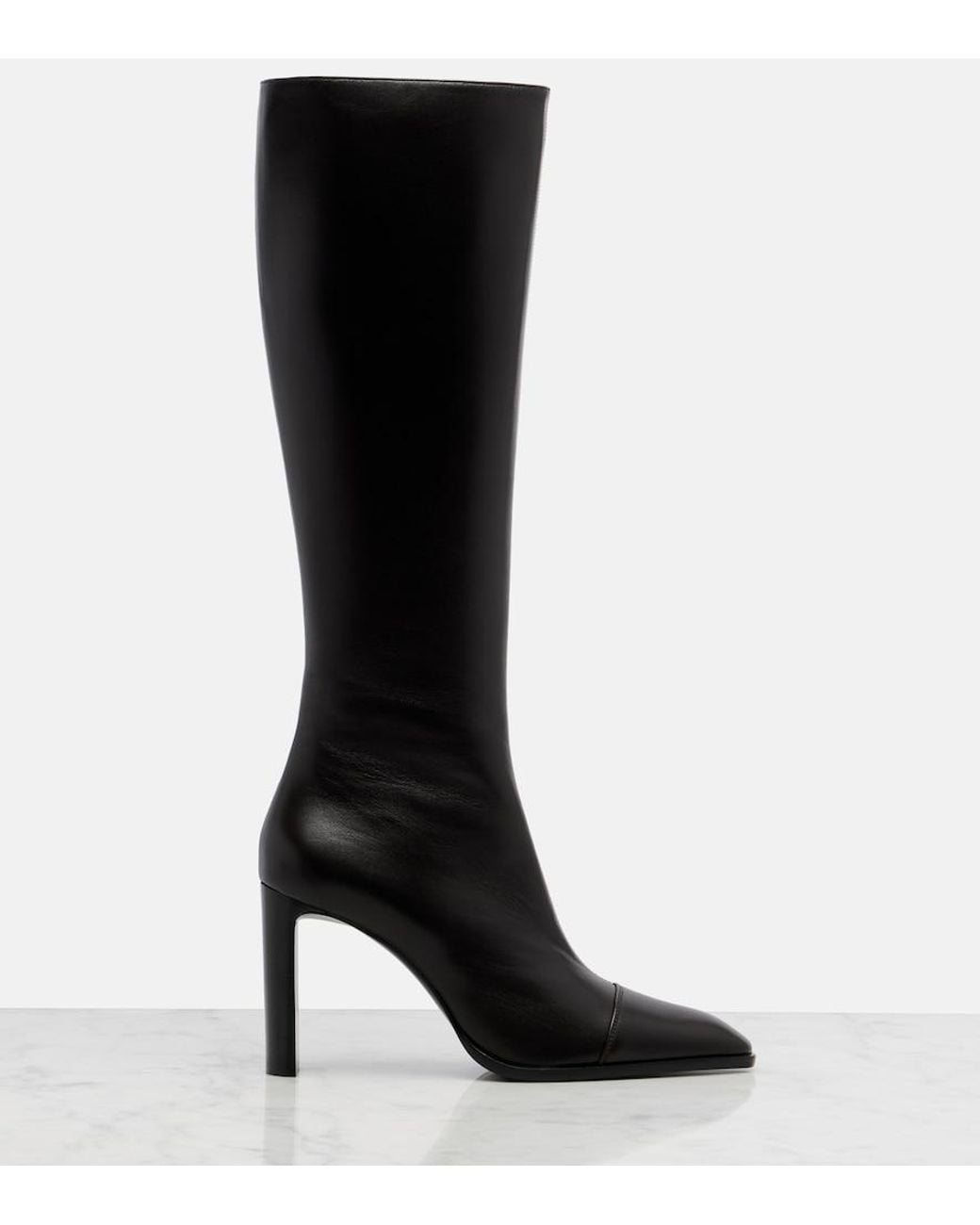 Saint Laurent Black Venetia Leather Knee-High Boots