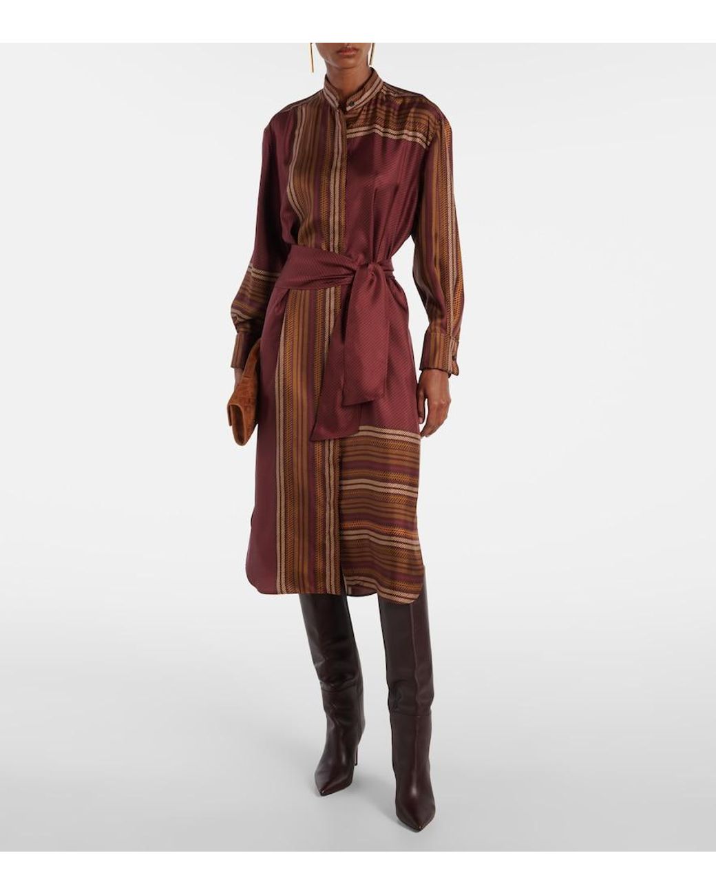 Max Mara Red Pietre Printed Silk Wrap Dress