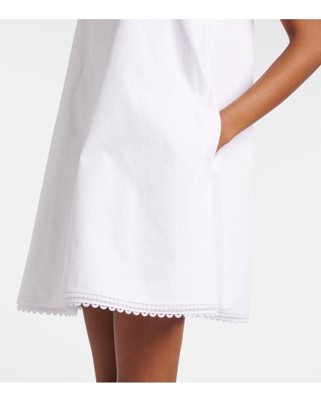 Rohe White Lace-Trimmed Cotton Poplin Minidress