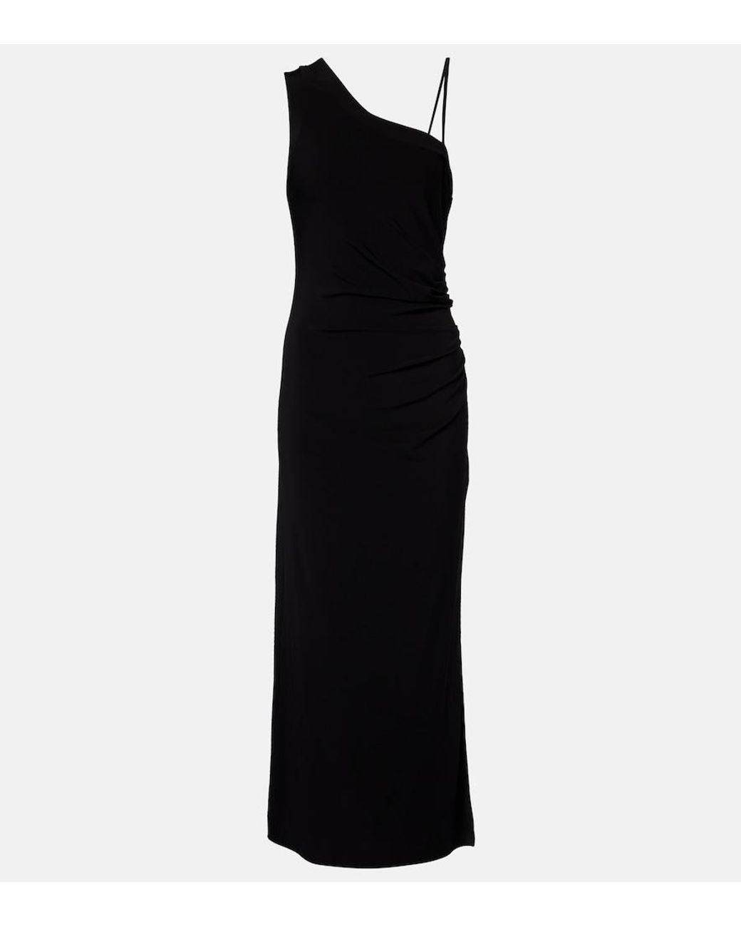 Max Mara Black Fiabe One-Shoulder Midi Dress