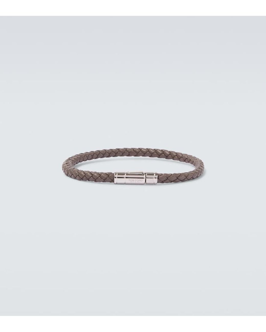 Tom Ford White Braided Leather Bracelet for men
