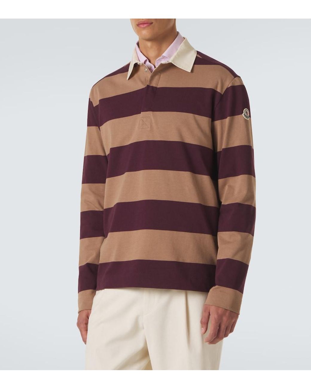 Moncler Multicolor Striped Cotton Pique Polo Shirt for men
