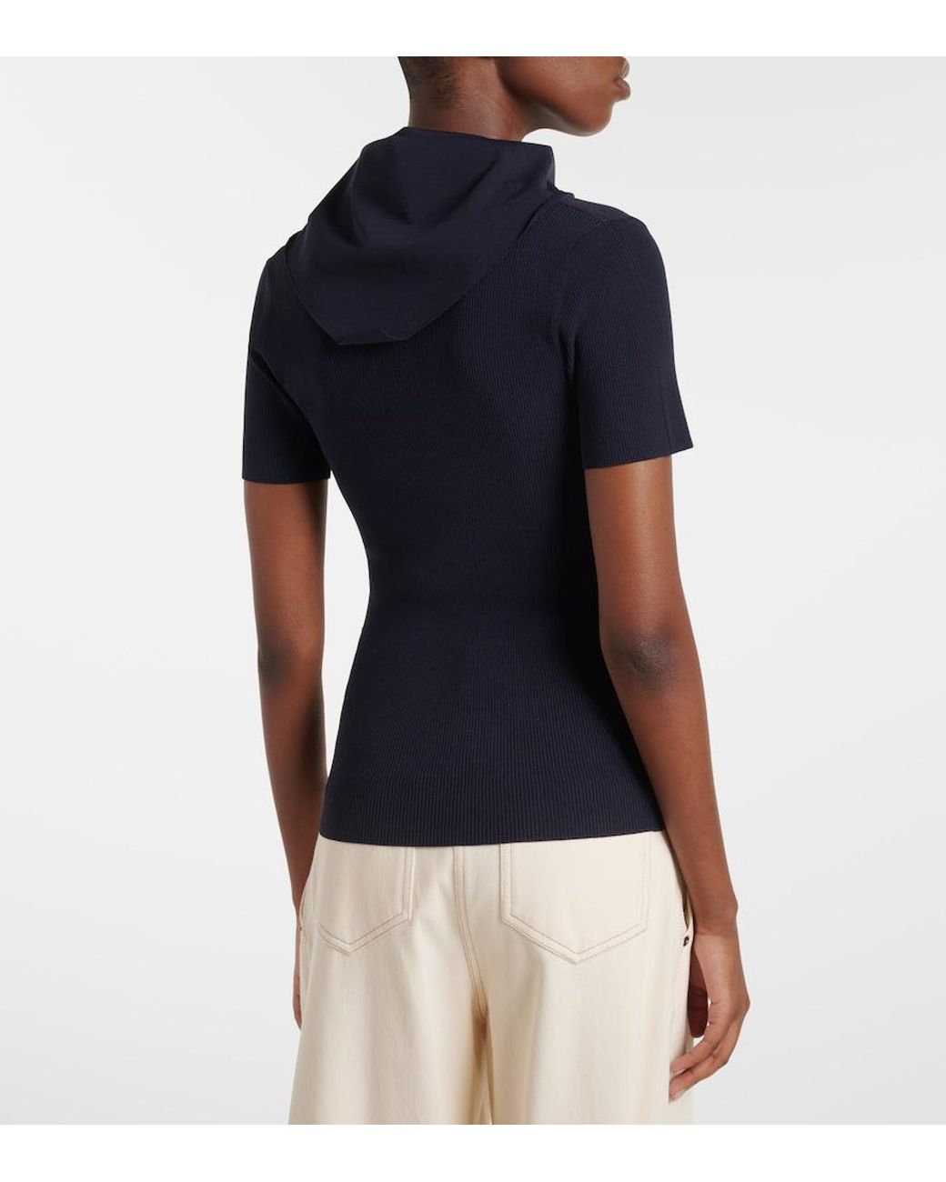 Max Mara Blue Scarf-Detail Knitted Top