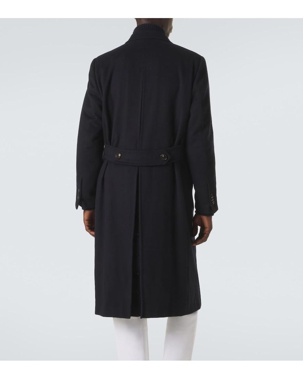 Umit Benan Black President Double-Breasted Cashmere Coat for men