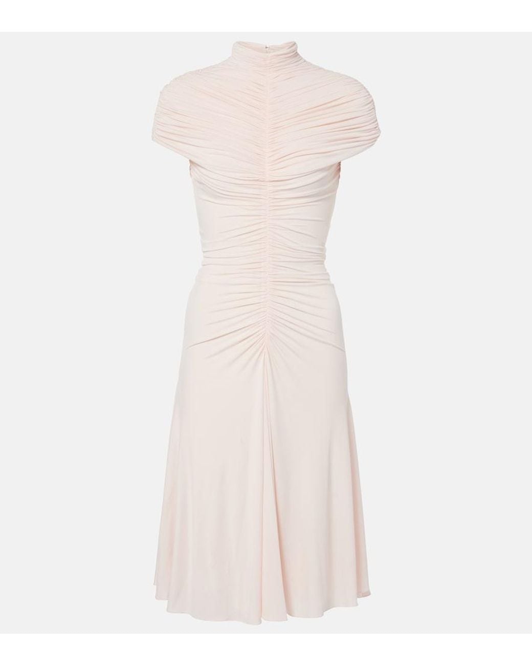 Alaïa Pink Ruched Jersey Midi Dress