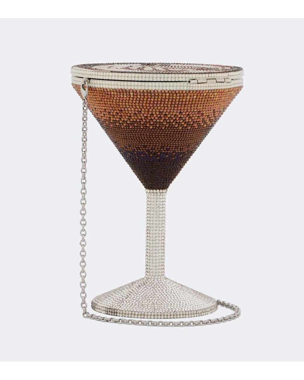 Judith Leiber White Martini Espresso Crystal-Embellished Clutch