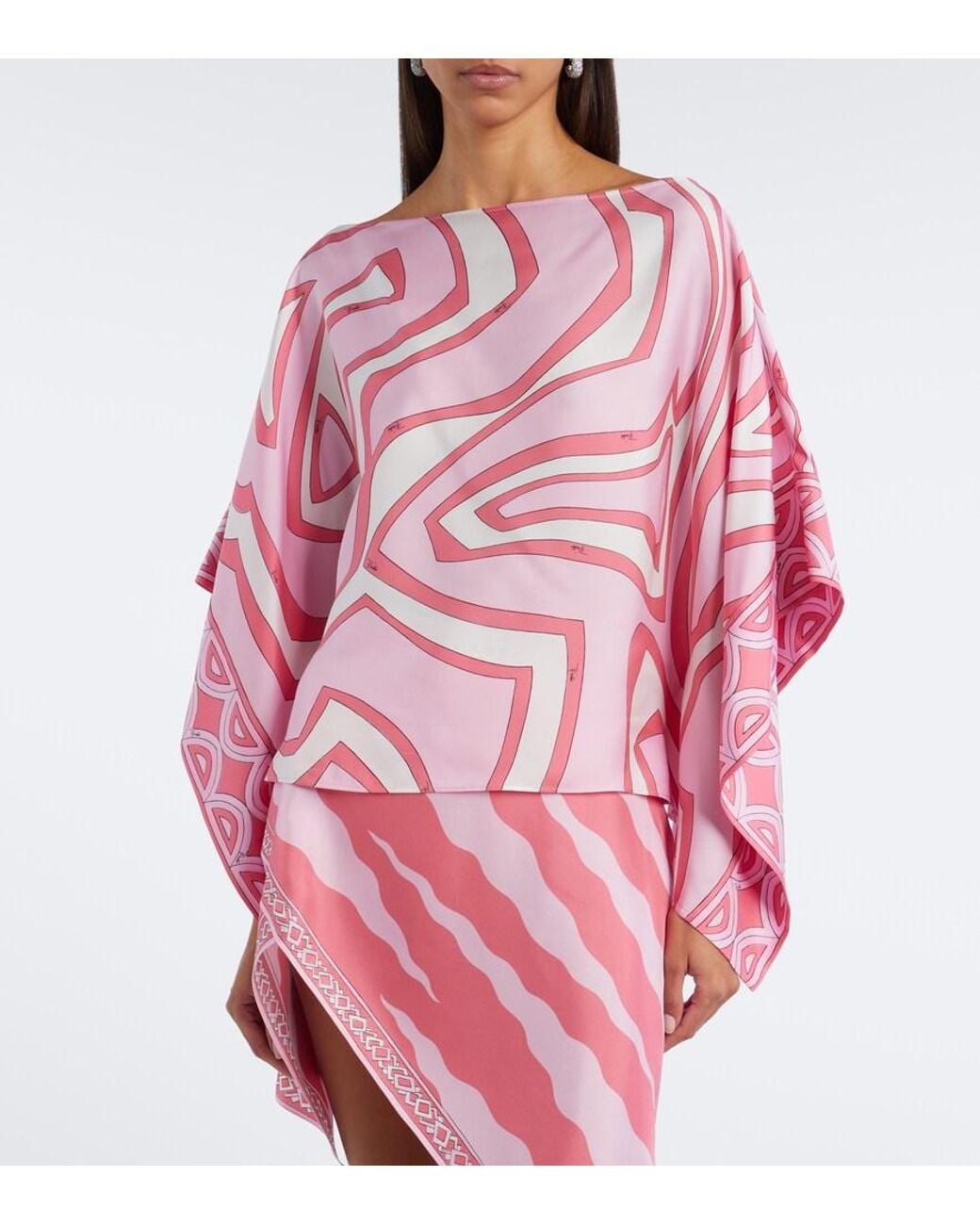 Emilio Pucci Pink Labirinto Silk Twill Blouse