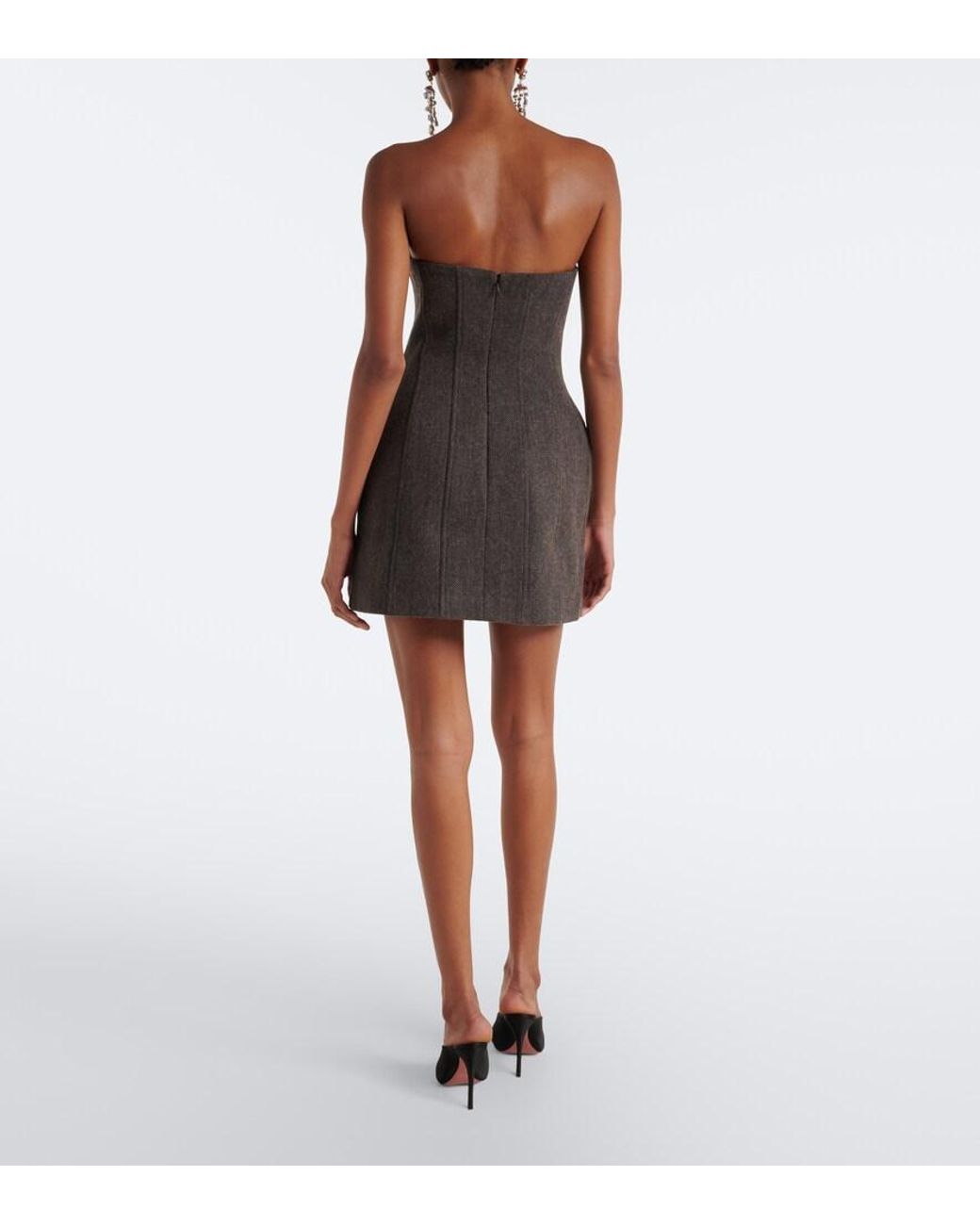 Self-Portrait Black Wool And Cashmere-Blend Minidress