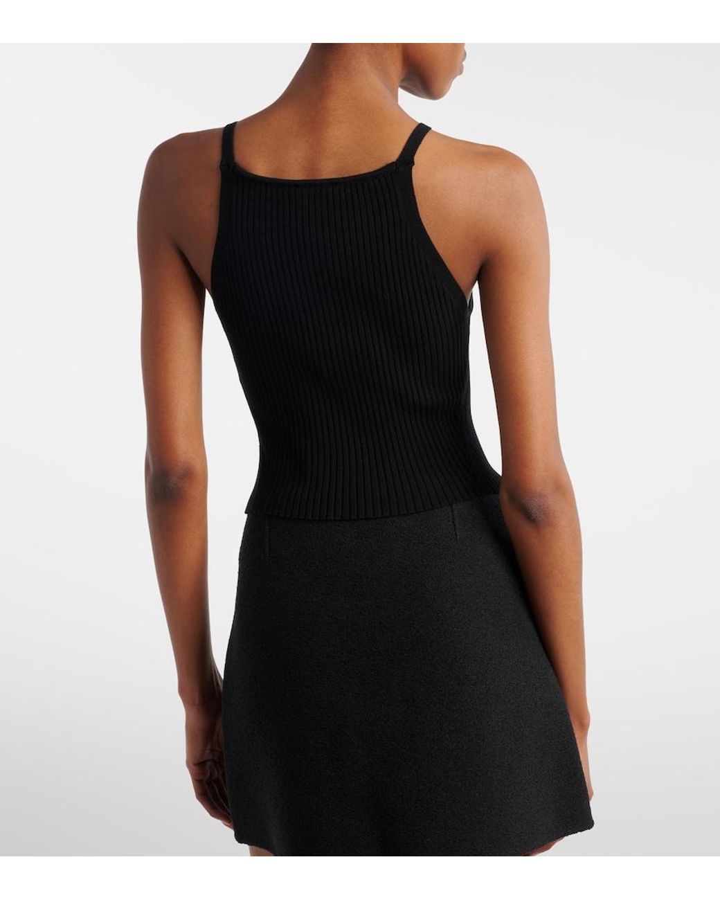 Courreges Black Ribbed-Knit Tank Top
