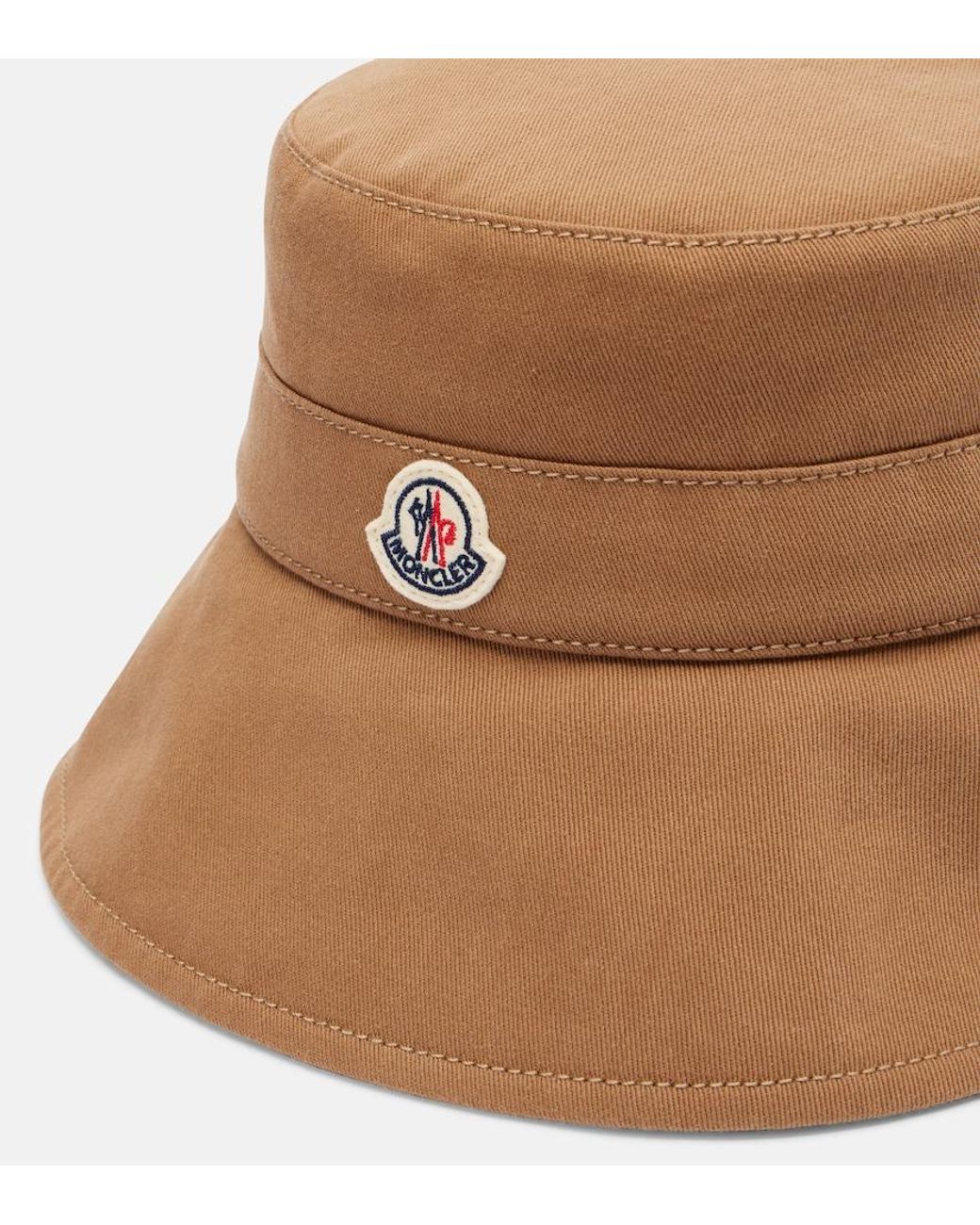 Moncler Natural Logo Cotton Canvas Bucket Hat