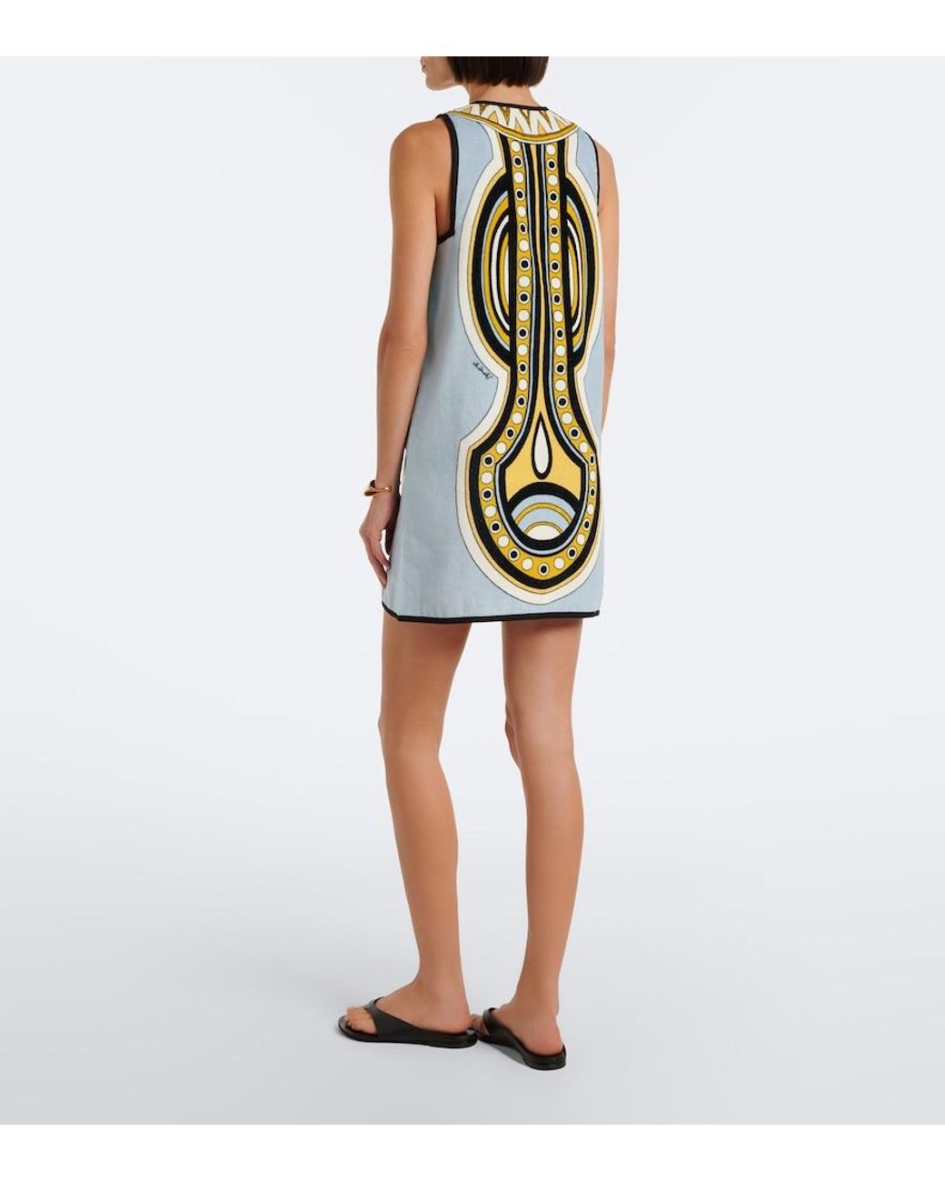LaDoubleJ Green Totem Printed Cotton Minidress