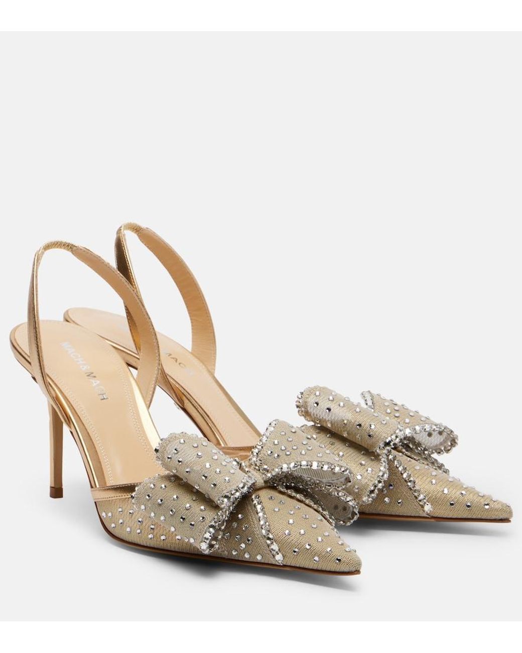 Mach & Mach Metallic Le Cadeau 85 Mesh Slingback Pumps
