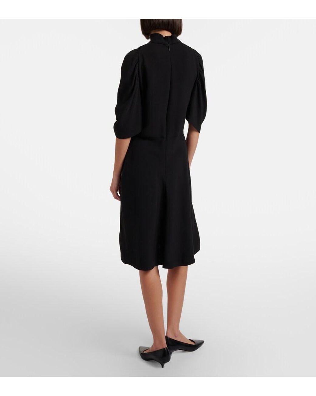 The Row Black Emmeline Silk Crepe Cady Midi Dress
