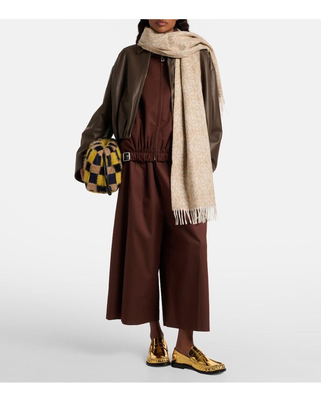 Loewe Natural Anagram Wool And Cashmere Scarf