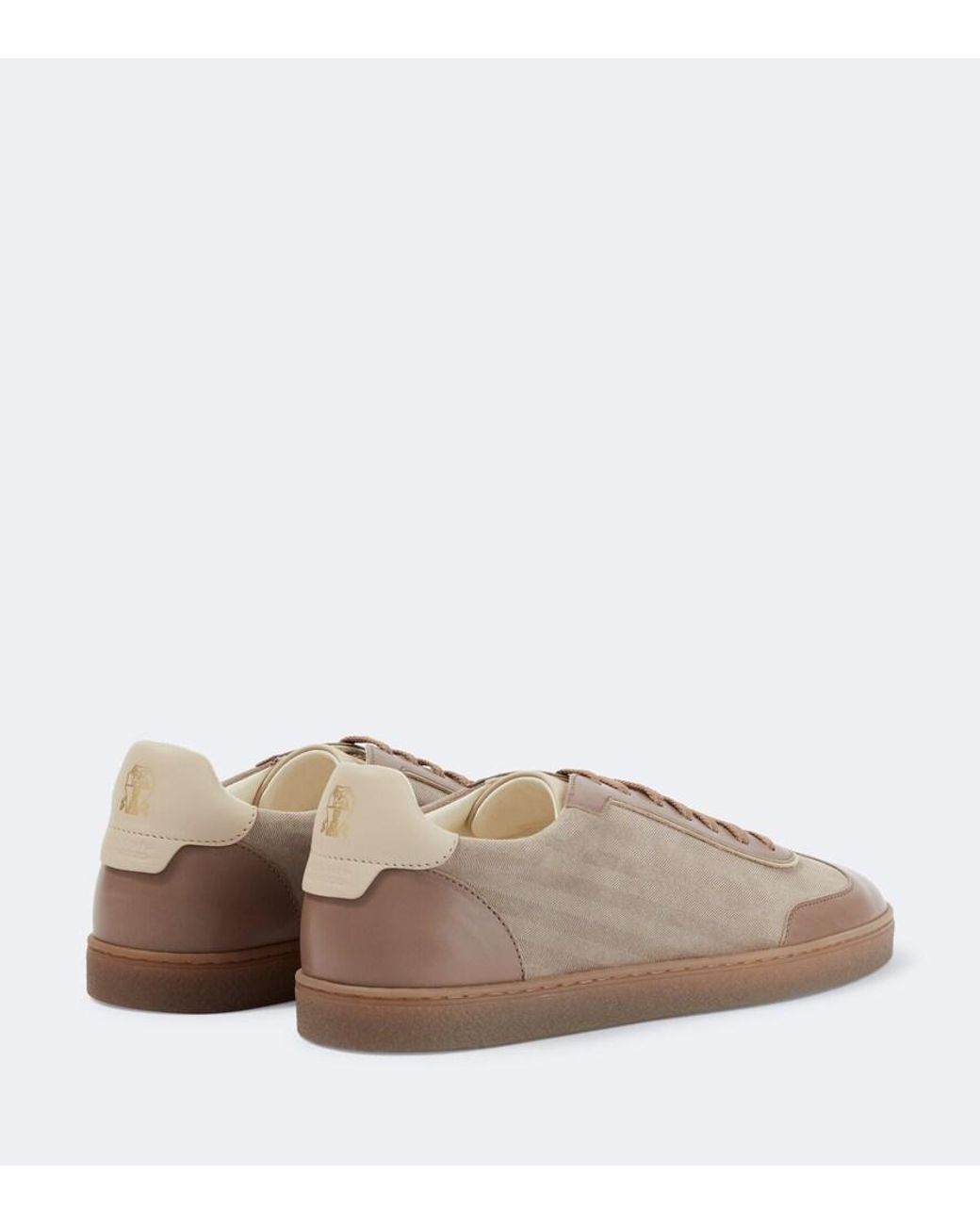 Brunello Cucinelli Brown Leather-Trimmed Herringbone Sneakers for men