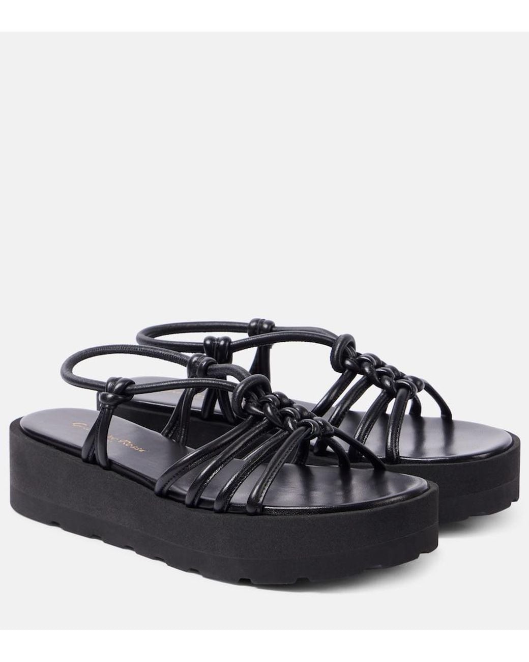 Gianvito Rossi Black Hebe Platform Leather Sandals