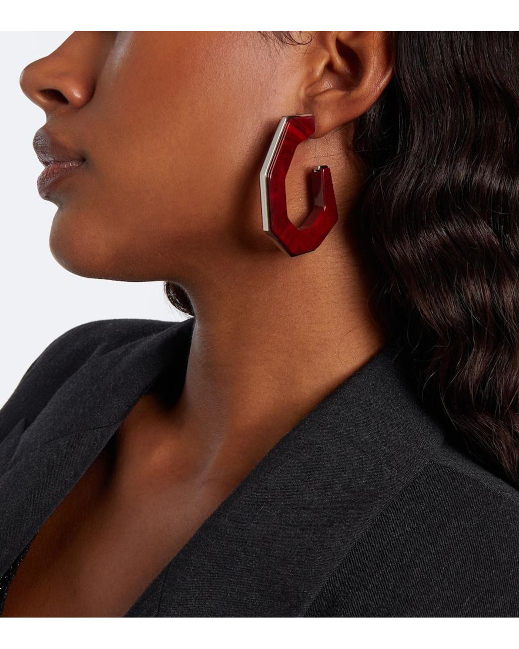 Isabel Marant Red Liu Embellished Hoop Earrings
