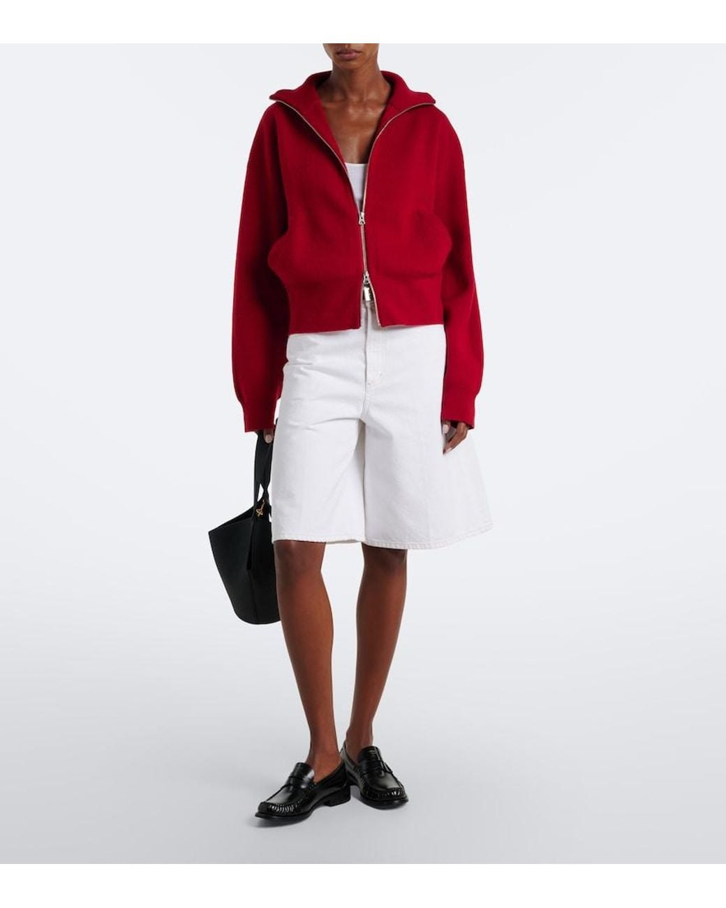 Extreme Cashmere Red N°385 Xtra Cute Cashmere Zip-Up Sweater