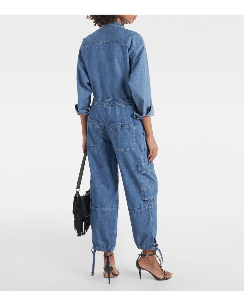 Isabel Marant Blue Ivy Mid-Rise Denim Cargo Pants