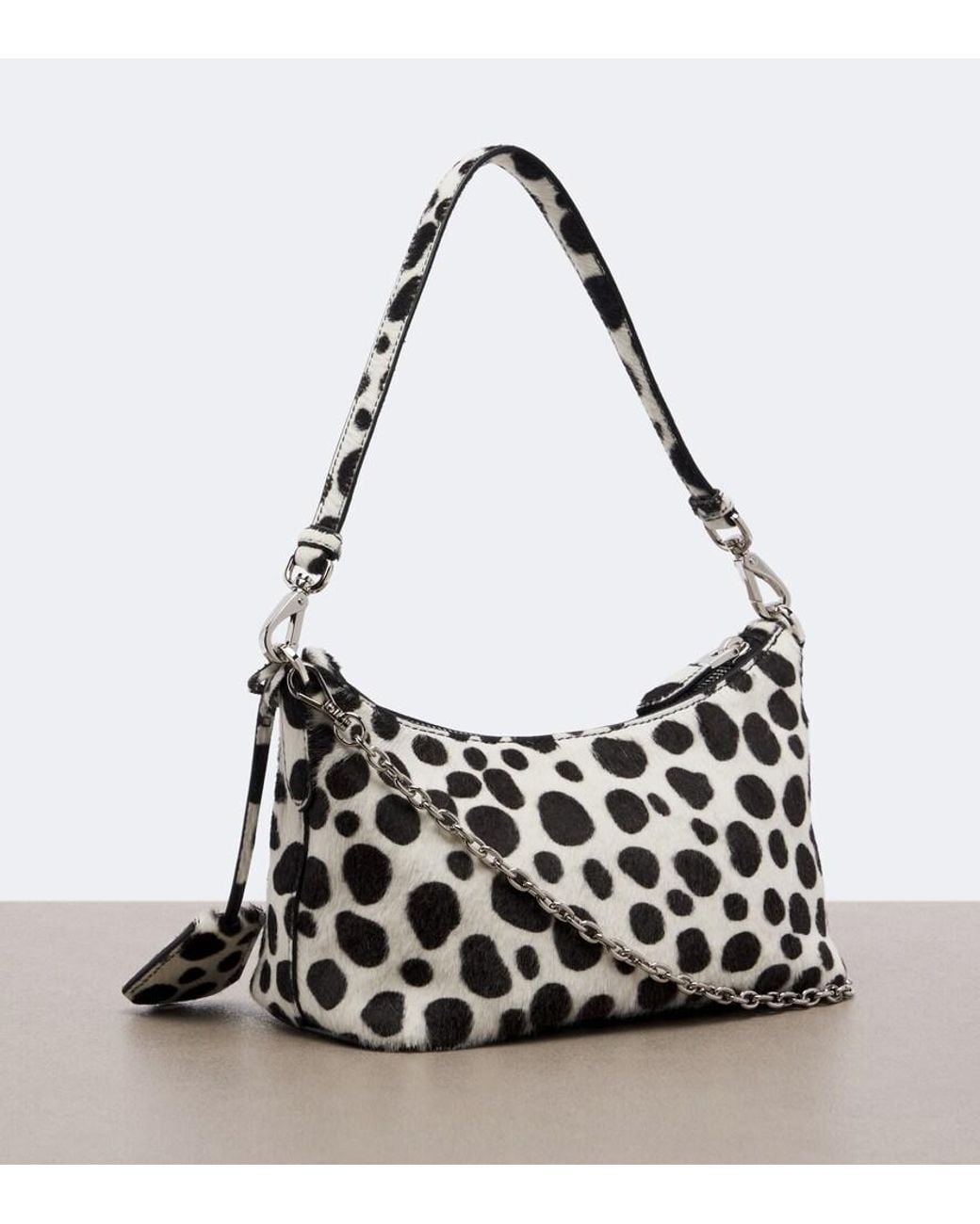 Prada White Mini Printed Calf Hair Shoulder Bag