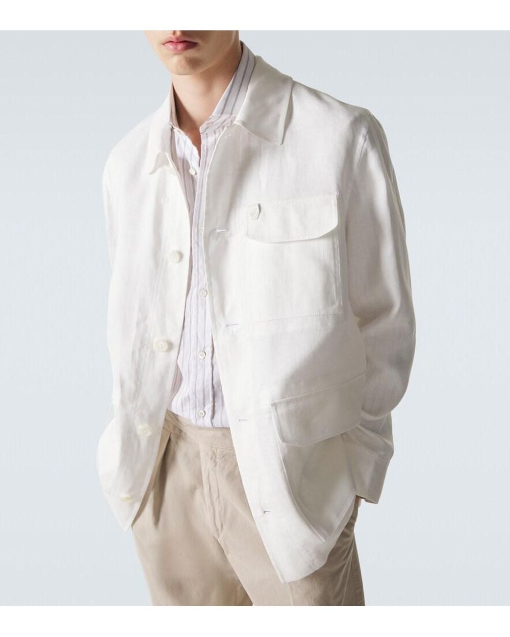 Brioni White Linen And Cotton Jacket for men
