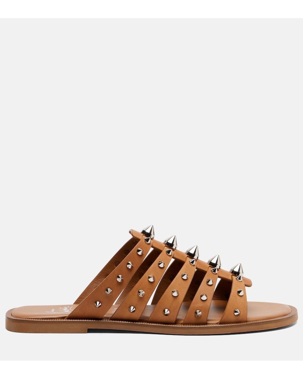 Christian Louboutin Brown Charja Spike Leather Sandal